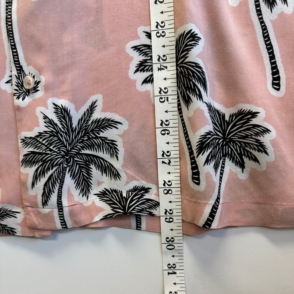 ZARA Men’s Relaxed Fit Palm Tree Print Shirt Size M Pink Black Tropical Casual - Picture 7 of 8